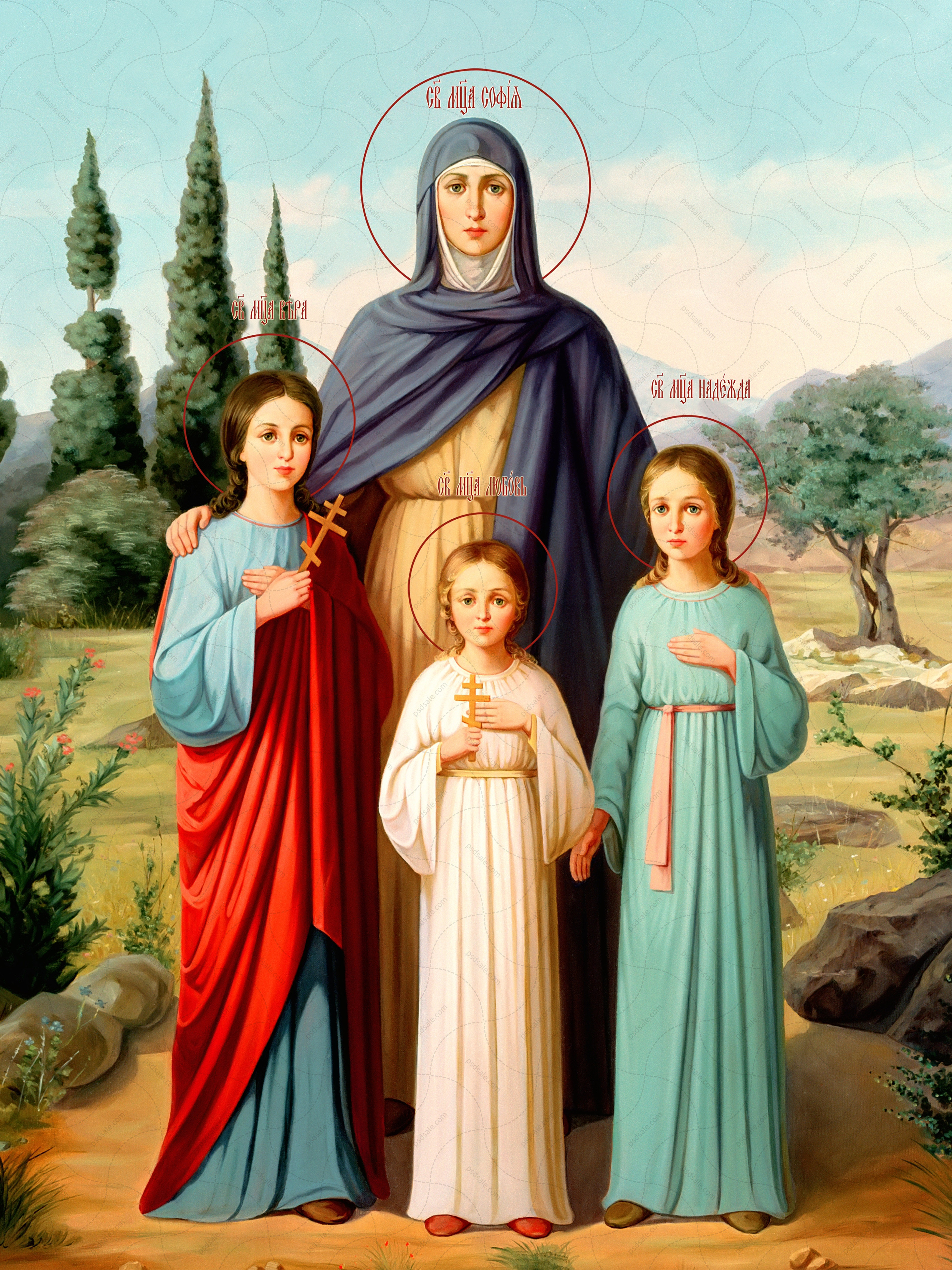 Faith, Hope, Love and their mother Sofia