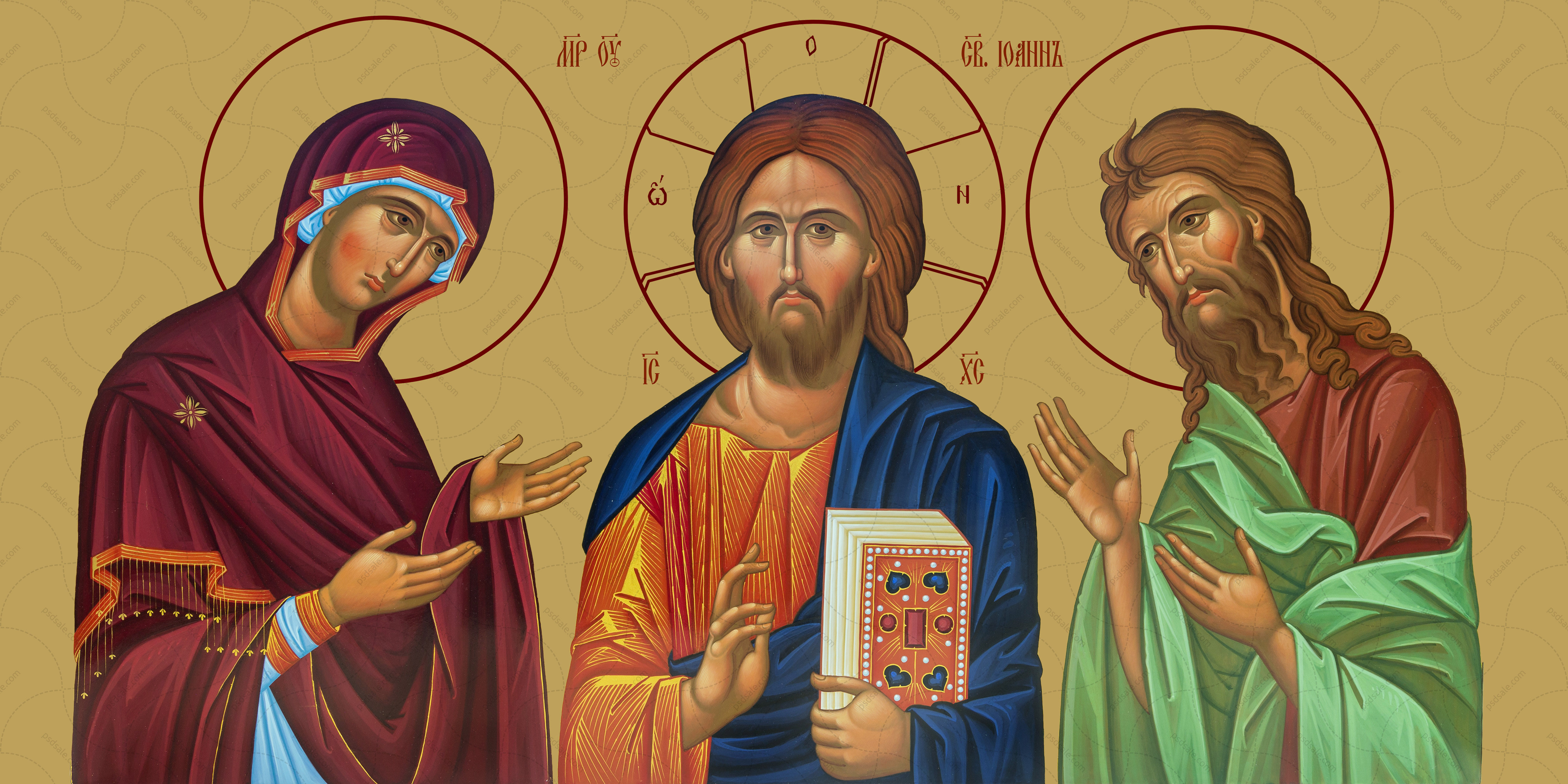 Buy the image of icon: Christ between the Virgin Mary and Saint John